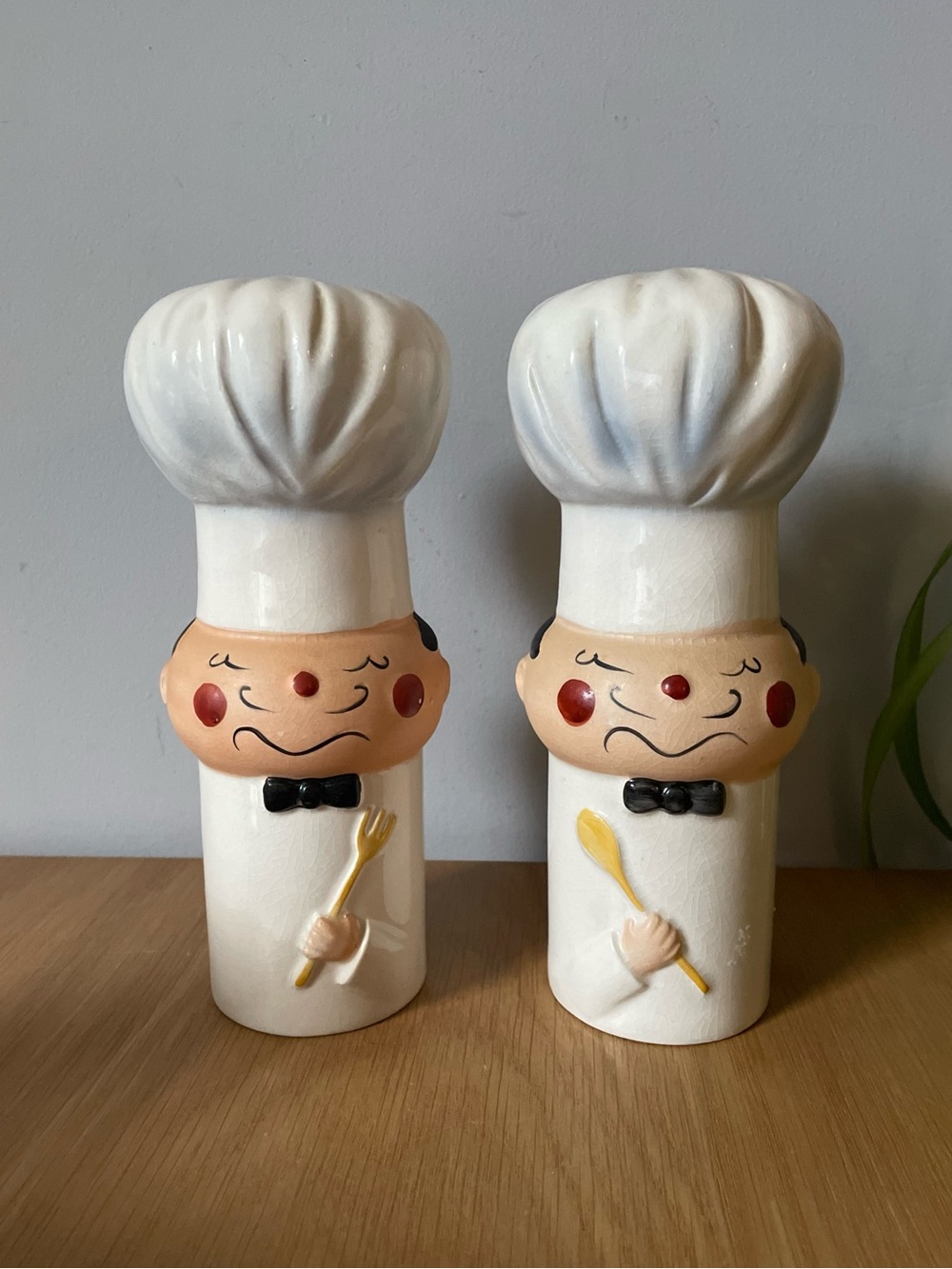 Rare Vintage MCM Josef Originals Chef Salt and Pepper Shakers Set Large 6.5”